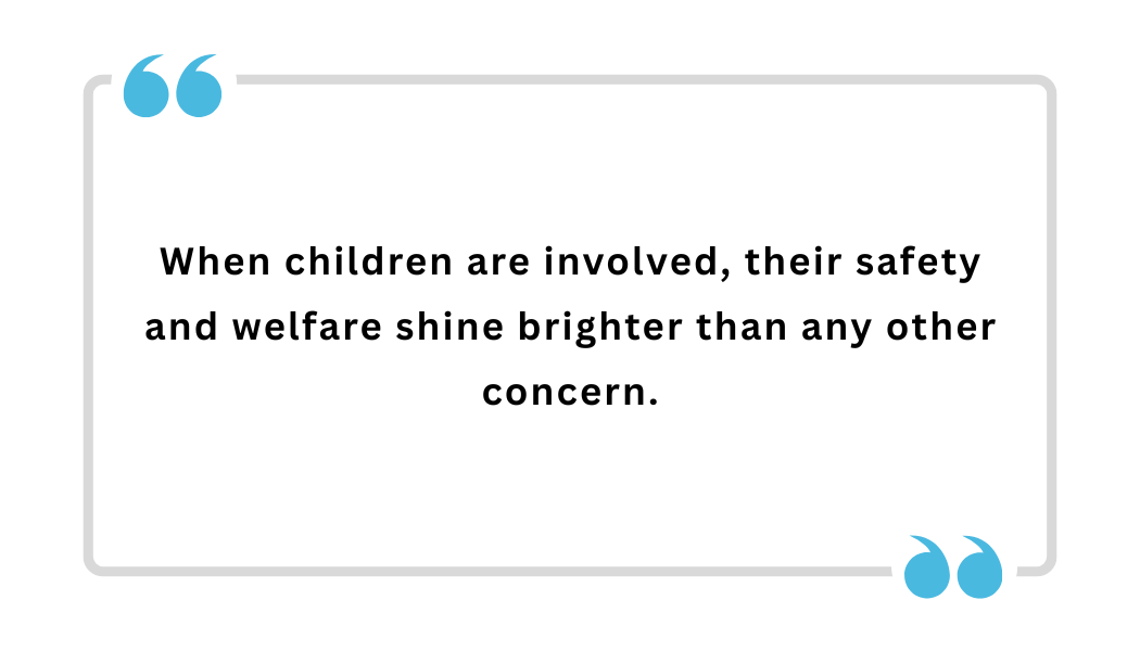 Quote about children’s safety and welfare being the top priority in family matters.